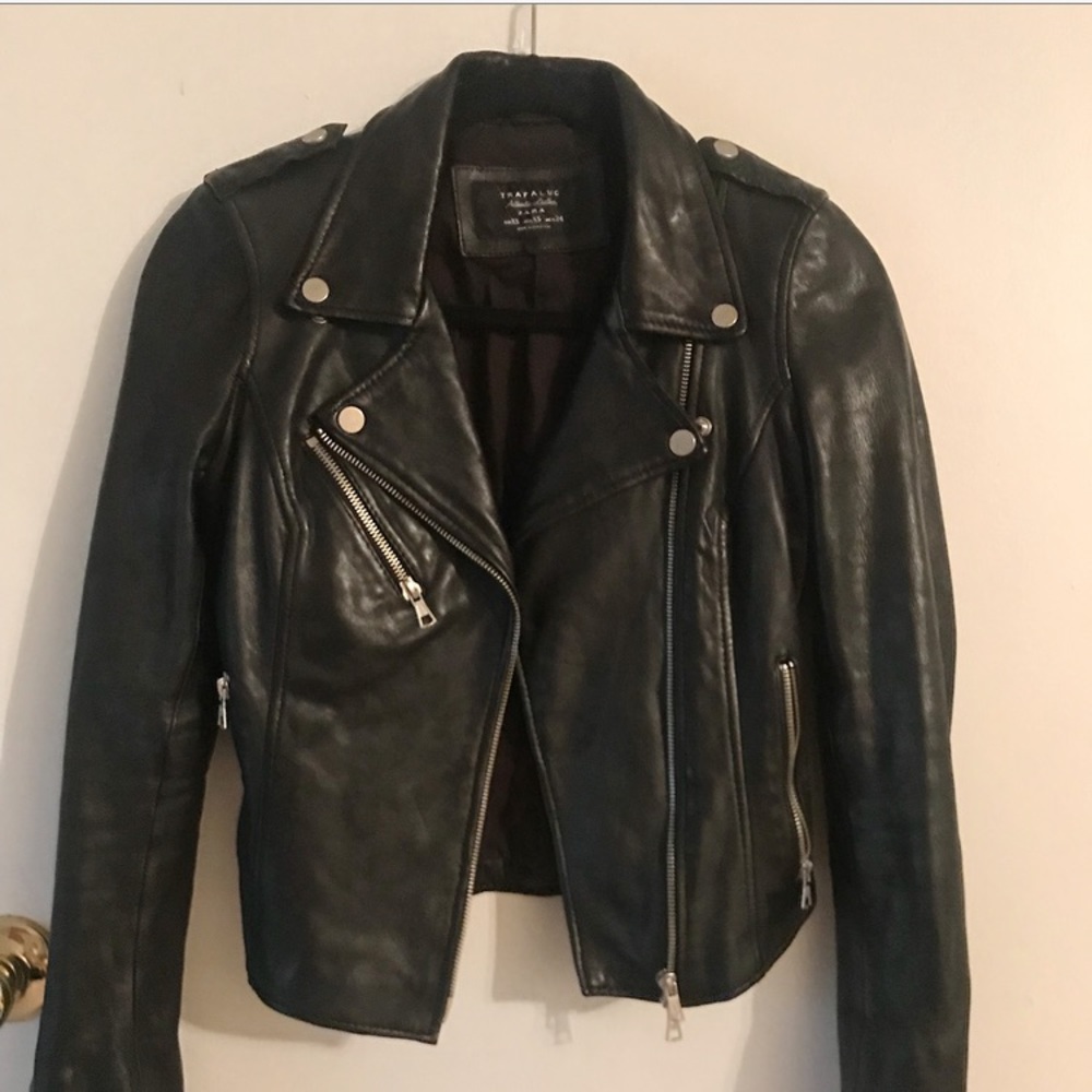 Zara Genuine Leather Biker/Moto Jacket